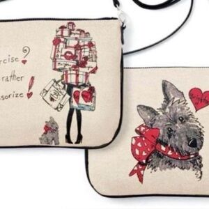 Brighton Scottie Crossbody Bag 🩷Metallic Canvas Zip Top Removable Strap NWOTS
